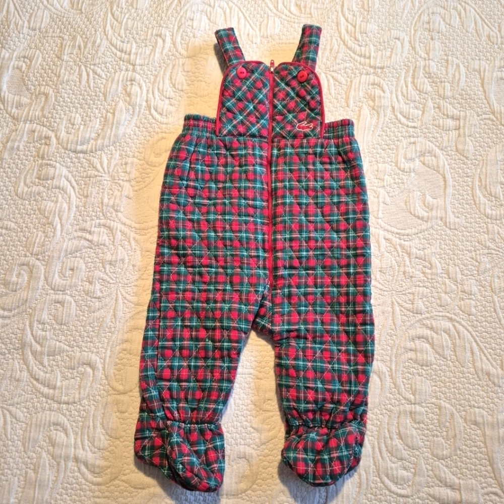 Lacoste Izod boys or girls size 6/9 months red, green & white footie overalls